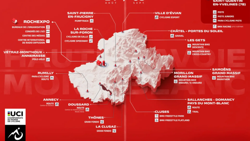 Le calendrier des Championnats du Monde de cyclisme 2027