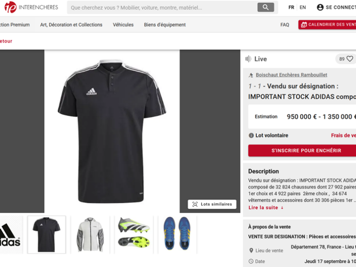 Un stock Adidas aux enchères