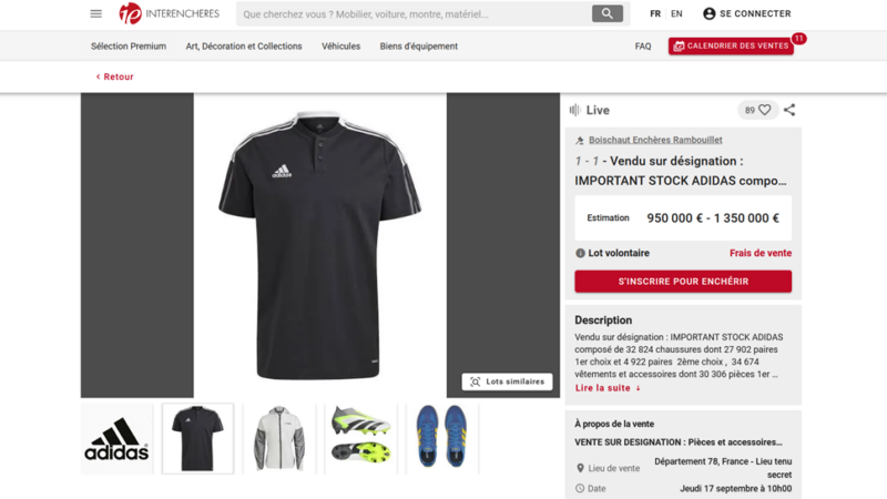 Un stock Adidas aux enchères